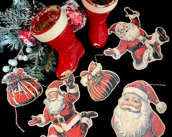 Vintage Santa Garland | Handmade Christmas Banner