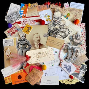 Creepy Circus Ephemera Paper Pack • 44+ pieces • Vintage & Vintage-Inspired • Junk Journaling • Mixed Media • Collage • Paper Crafts