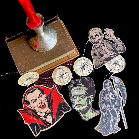 Handmade Classic Monsters Halloween Banner: Vintage-Inspired Party Decor