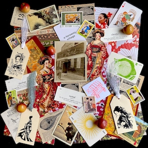 Asian Culture Ephemera Paper Pack: Vintage Geisha, Stamps, Collage