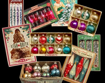 Retro Star Brite Christmas Images | Mid-Century Ornaments (PNG Download)