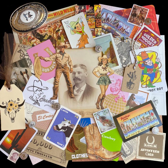 Vintage Western Paper Pack: Cowboy, Rodeo Ephemera for Junk Journals
