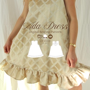 Ada Dress PDF Sewing Pattern / Detailed Handmade Video Tutorial / Size Inclusive 0-34 / Projector File Patterns / A-line Dress With Pockets