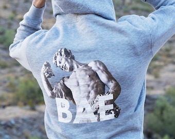 Bae Sweatshirt for Boyfriend Girlfriend Hoodie with Greek Mythology God Statue Artwork Funny Gift for Future Husband Graphic Sweater