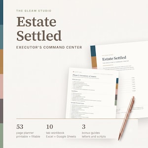 Executor Checklist and Probate Organizer, Estate Administration Planner, After Death Spreadsheet, Asset Inventory Tracker