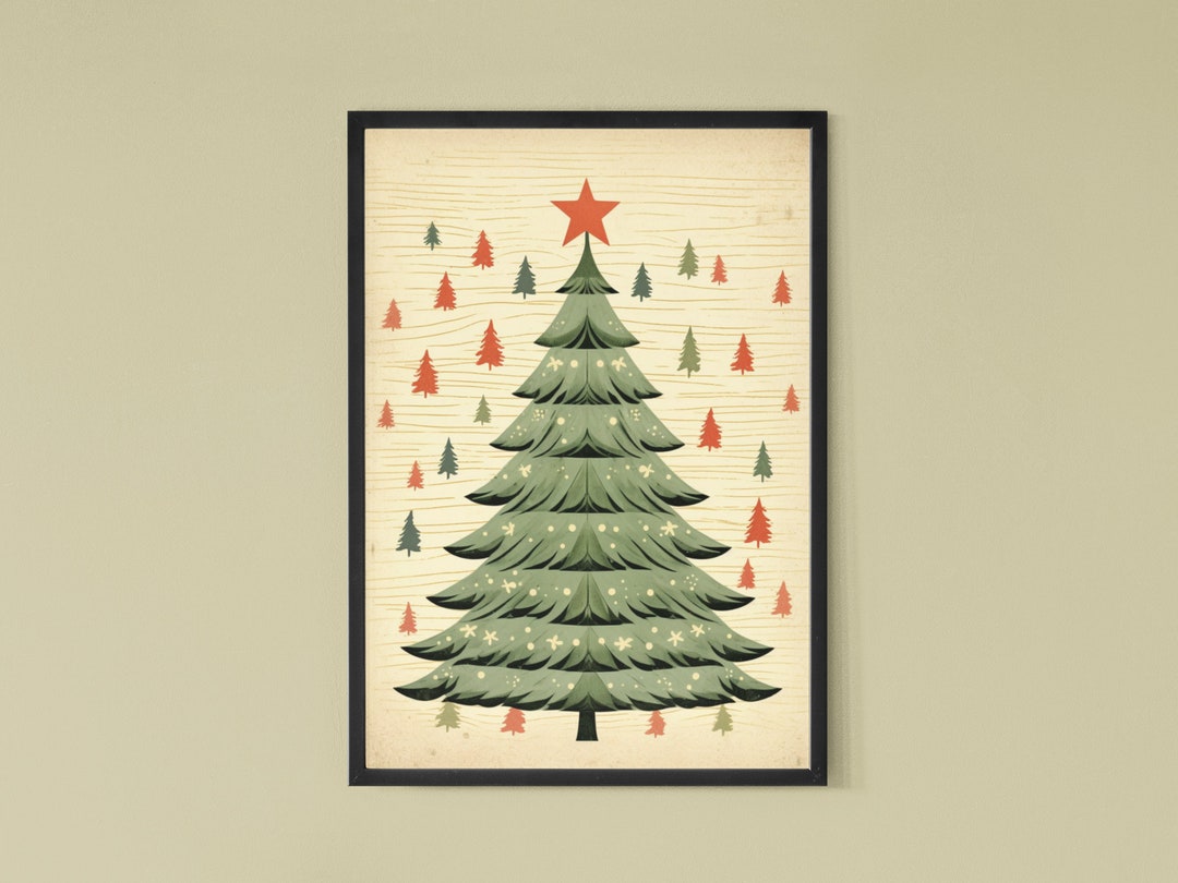 Printable Christmas Wall Art Vintage Retro Digital Prints Etsy