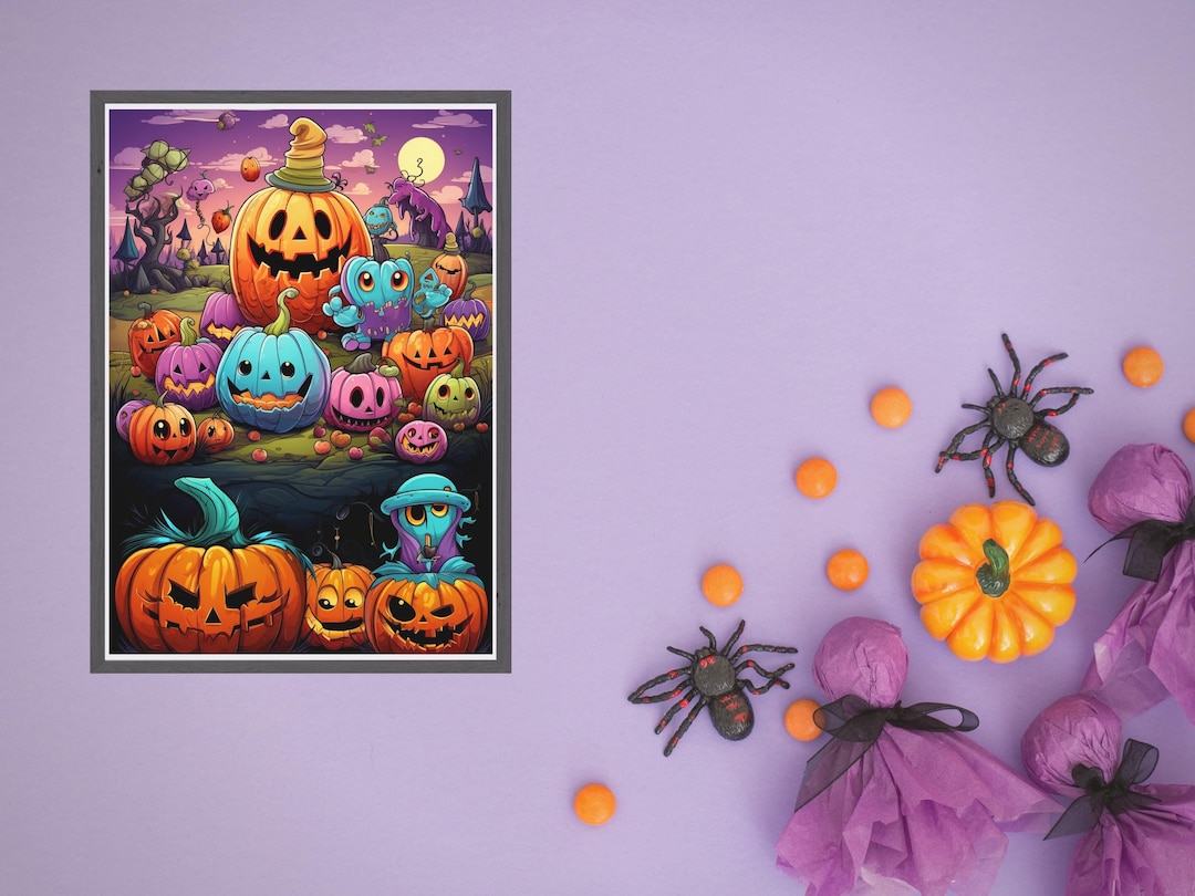Halloween Wall Art Spooky Pumpkins Halloween Prints Digital Prints
