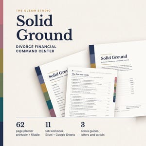 Divorce Financial Planner Spreadsheet, Marital Asset Division Worksheet, Debt Inventory, Separation Checklist Organizer