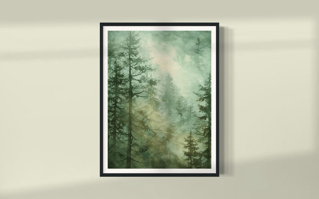 Green Forest Mist Digital Wall Art, Nature-inspired Printable, Serene Woodland Decor, Abstract Landscape Art, Instant Download - Etsy Japan