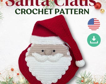 Santa Claus Crochet Cushion Pattern - Christmas crochet pattern, plush Amigurumi DIY, Holiday Decor, Project for Festive Home