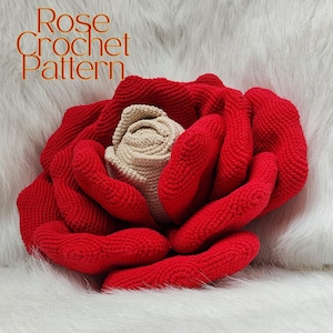 Crochet Pattern Rose Cushion| Amigurumi Flower Tutorial | Instant PDF Download, Petal Design Guide