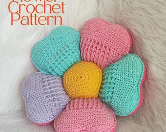 Heart Petal Flower Crochet Pattern: Daisy Pillow Tutorial (PDF Download)