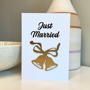 Carte Just Married, Carte de mariage faite main, Carte de voeux de félicitations, Carte de célébration, Carte pour jeunes mariés