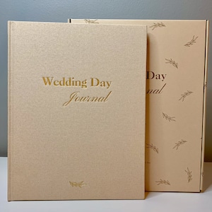 Standing Wedding Day Journal with its matching decorative branded box.