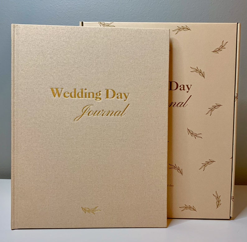 Standing Wedding Day Journal with its matching decorative branded box.