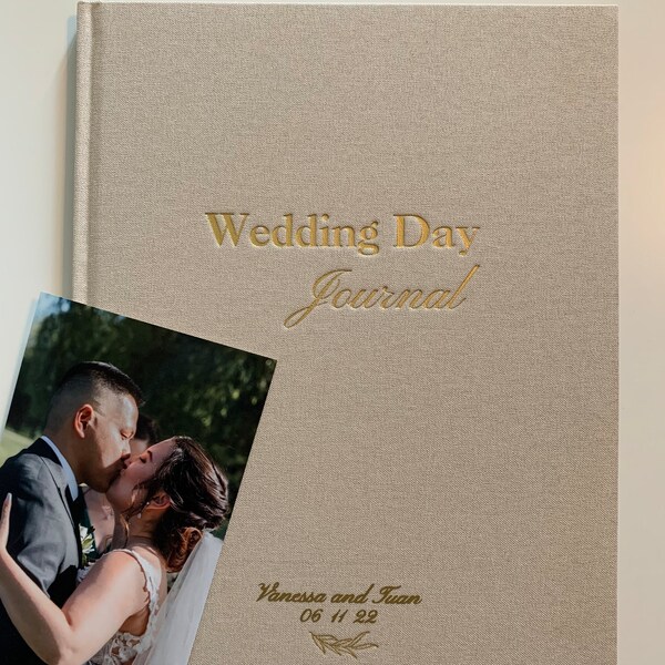Personalized Wedding Day Journal, Couple Memory Book, Bridal Photo Album, Custom Engagement Gift, Newlyweds Present