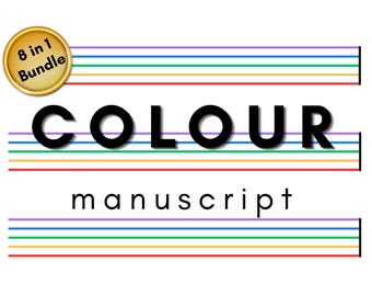Colorful Music Manuscript Paper PDF | 8 Types Treble Bass Alto Tenor Clef Grand Staff Tab Percussion | A4 Beginner Kids Printable Download