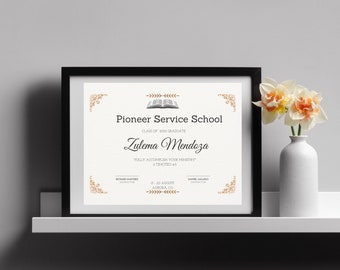JW Pioneer Service School Certificate