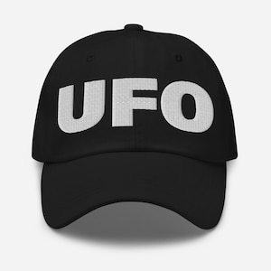 Dad hat, Black Dad Hat – UFO Embroidered Baseball Cap | Adjustable Vintage-Style Hat