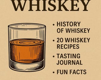 The History of Good Whiskey – 20 Whiskey Recipes, Tasting Journal & Fun Facts | Digital Download PDF