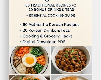 Libro de cocina coreana: 60 recetas y bebidas auténticas (Descarga digital en PDF)