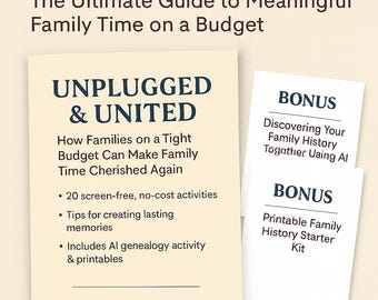 Family History Bundle: AI Genealogy Guide, Family Tree Worksheets (PDF Download)