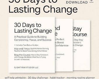 30 Days to Lasting Change: Personal Growth Bundle + Morning & Motivation Guides (Printable PDF)