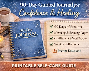 90-Day Self-Love Journal | Printable Guided Journal for Mindset, Reflection, Gratitude & Affirmations | PDF Digital Download