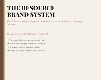 Personal Brand Workbook PDF | Resource Brand System | 30 Day Digital Program
