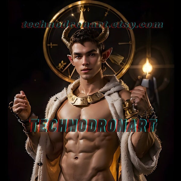 Capricornus Zodiac Sign Celestial Body Handsome Naked Man Wall Decor Piece of Art Naked Male Body Poster Gay Art New Flat Gift Gay Couple