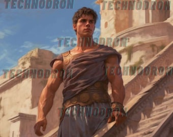 AI Art Digitale foto: 14 jonge mannen Ancient Rome Bundel met portret van een jonge man