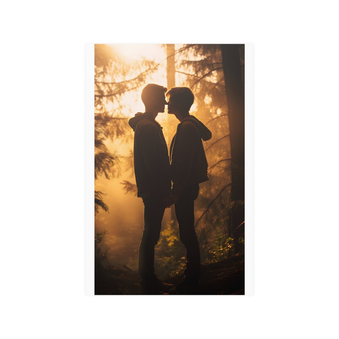 Friends in Forest Wall Decor Piece of Art Man to Man Friendship Turning
