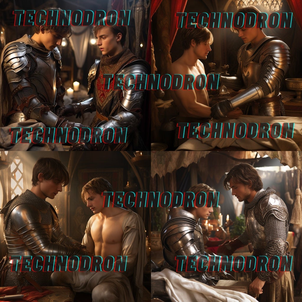 AI Digital Art: 15 x realistische afbeelding - Jonge man uit Middeleeuwse - Geïnspireerd door Gay Fantasy