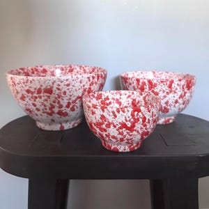Set of 3 Nesting Ceramic Splatterware Bowls