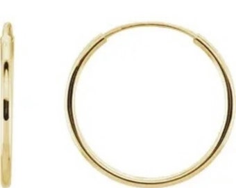 14K Yellow Gold Endless Hoop Earrings