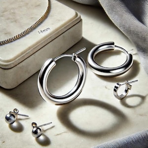 Polished Sterling Silver 14mm Hinged Hoop Earrings