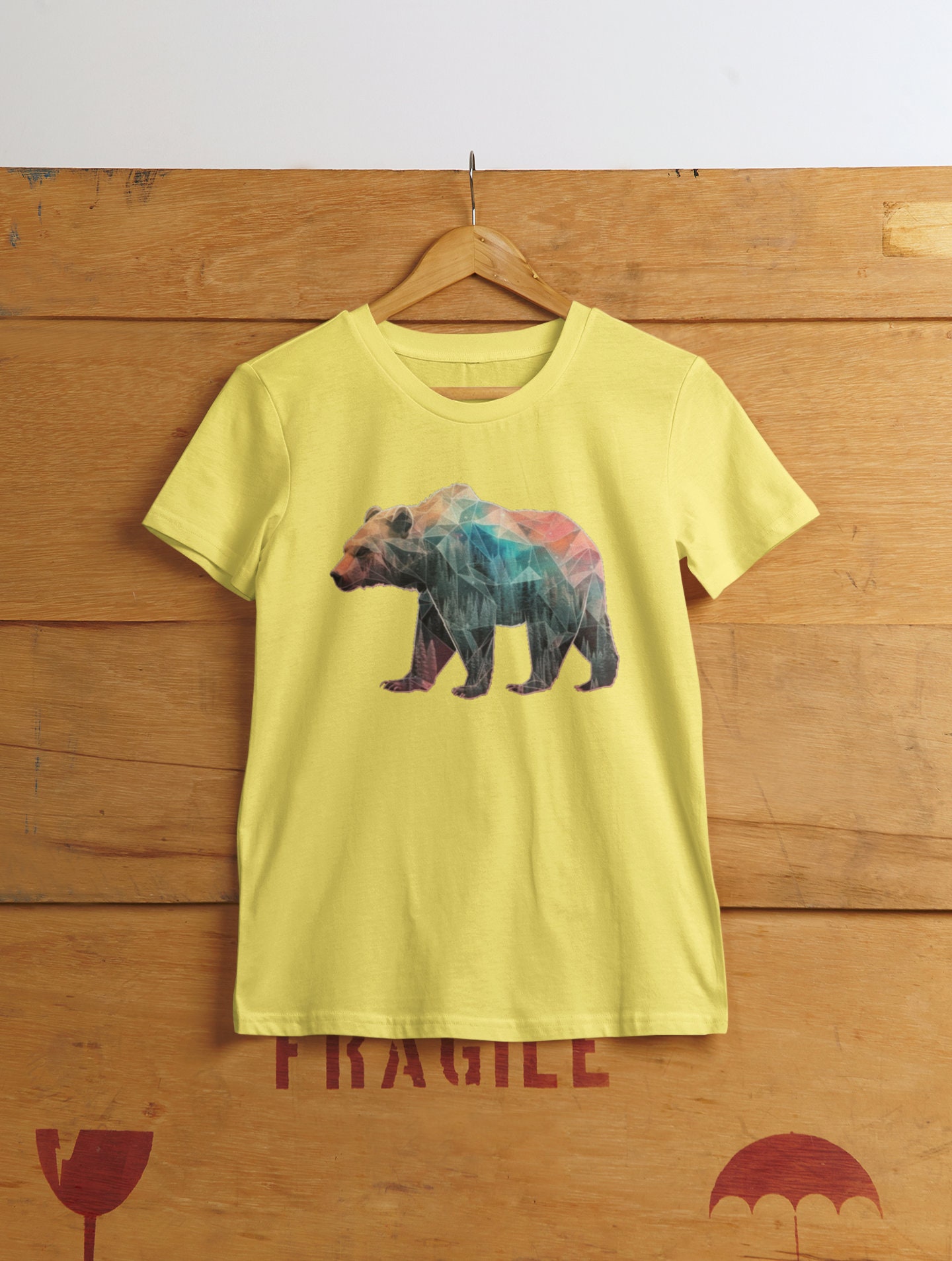 A Geometric Style Grizzly Bear Shirt, Cool Bear Shirt, Awesome Bear Tee ...