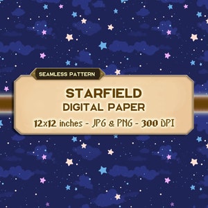 Starfield naadloos patroon, digitaal papier, afdrukbaar, digitaal, commercieel gebruik goedgekeurd, PNG JPG, direct downloaden