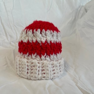 Crochet Candy cane Christmas baby beanie