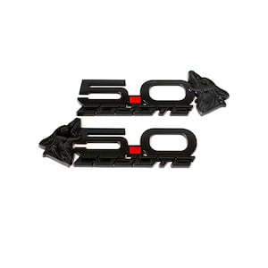 Distintivi parafango V4 Howling Coyote &quot;5.0&quot; - Blackout (coppia) - Emblemi per Mustang - Massima qualità