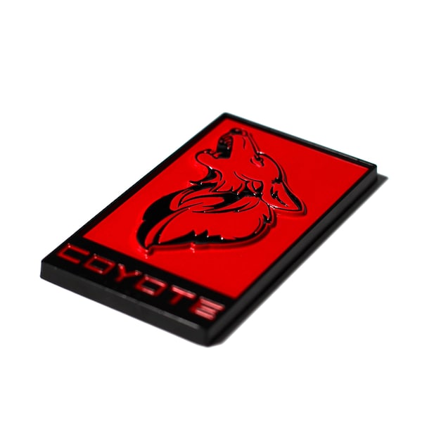 The Original - Howling Coyote Badge For 2015-2024 Ford Mustang GT - Red Emblem for Grill or Decklid