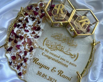 Gepersonaliseerde harsringtray: bruiloft, verloving, Nikah