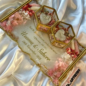 Personalized Resin Ring Tray: Wedding Nikah Engagement Tray
