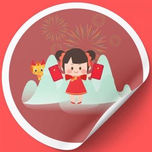 Chinesischer kultureller digitaler Aufkleber, Klassenzimmer Clipart, verschiedene Kinder PNG, Lehrerressource, druckbare traditionelle Kultur des Kulturerbes Schule Kunst. PNG