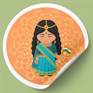 Niedliches Indianermädchen, digitale Aufkleber, multikulturelle Ressourcen für Klassenzimmer, Lehrerin, kinderfreundliche PNG, Vielfalt, Sofort-Download.