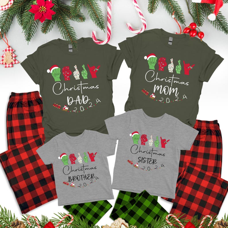 Custom Merry Christmas ASL Shirt, Sign Language Christmas Family Gift ...