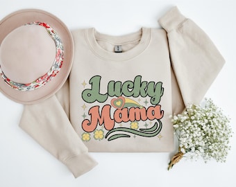 One Lucky Mama Shirt, St. Patrick's Day T-Shirt for Mom, Shamrock Clover Tee, Lucky Mama Sweatshirt, Green St. Patty's Day Sweatshirt