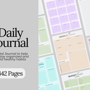 May include: A digital journal with 442 pages to help you stay organized and build healthy habits. The journal includes pages for daily affirmations, weekly overview, habit trackers, budget trackers, and daily gratitude.
