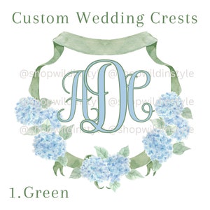 Hydrangea Wedding Crests (4 Color Options)