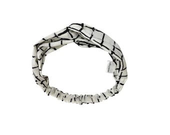 Stylish Twist: Stacey Black and White Striped Knotted Headband - Boho Chic, Cute Headband for Women's Fashion and Dress-Up